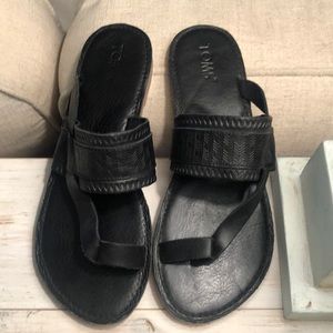 TOMS black leather sandals